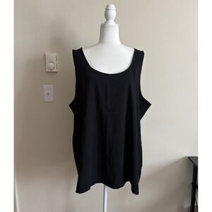 J‎ Jill Womens Plus Size 4X Long Perfect Tank Cotton Blend Black Minimalist Boho
